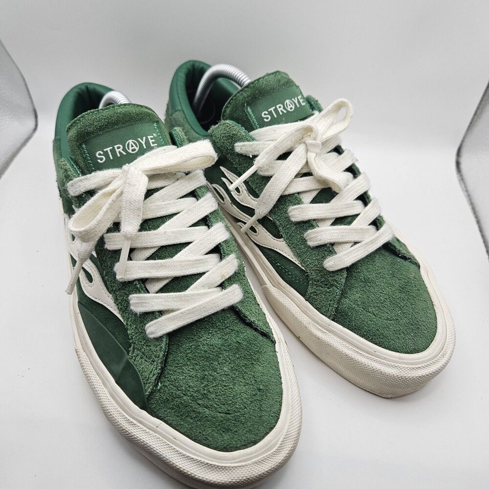 Straye Mens Logan Green White Suede Skater Grunge Punk Skateboard Shoe M9/W10.5